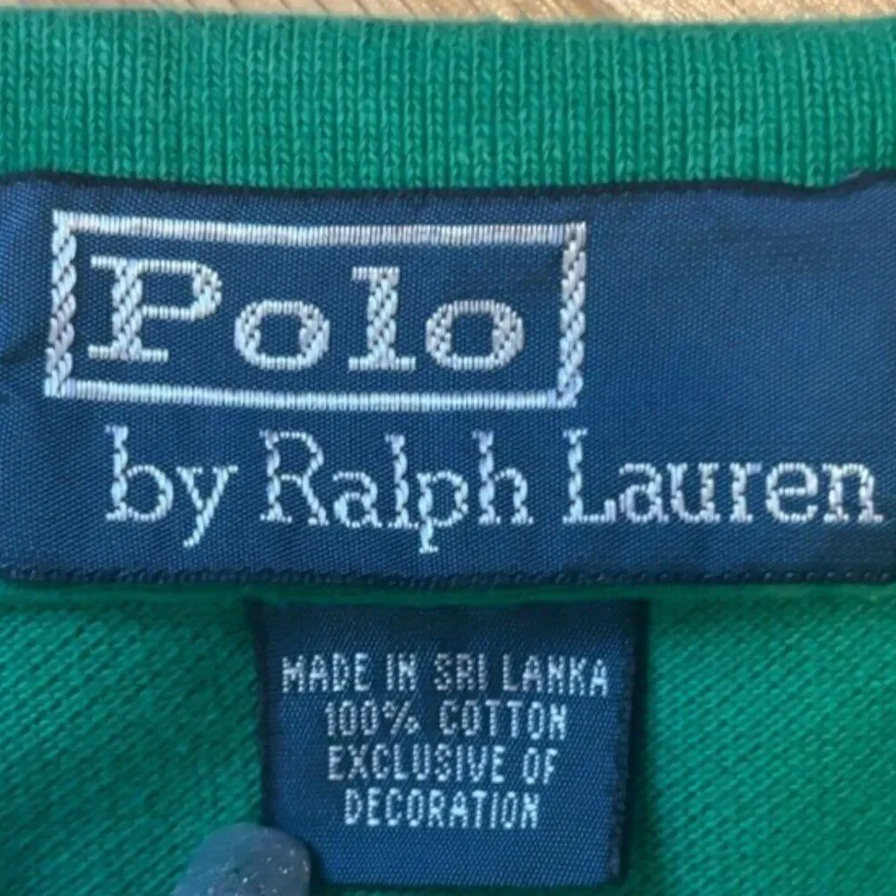 Vintage 90s Polo Ralph Lauren Polo Shirt Mens Large L Green w/ Purple Logo